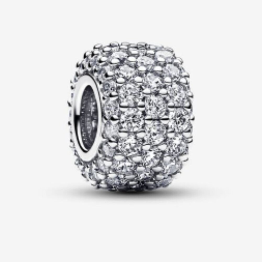 Authentic PANDORA Sparkling PAVE TRIPLE ROW Charm 925 Sterling Silver 792820C01